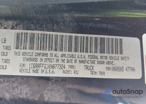 2019 Ram 1500 Big Horn/Lone Star 4X4 5'7 Box from USA, damaged, VIN 1C6RRFFG1KN877324